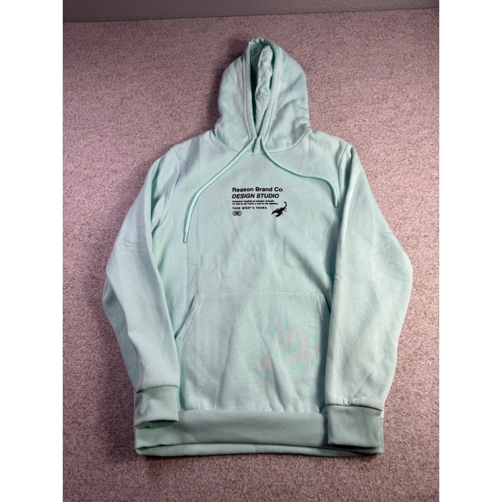 Reason Brand Co Design Studio Mint Green Scorpion Japanese Text Hoodie Small